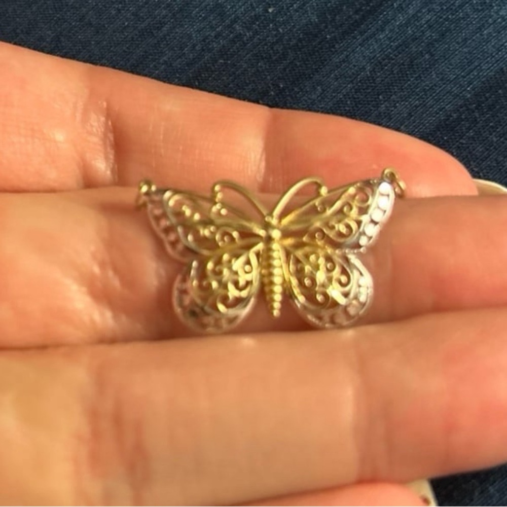 14k solid gold two tone butterfly